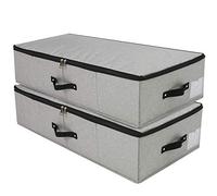 iwill CREATE PRO Lot de 2 grands organiseurs de rangement en tissu résistant, 4 poignées renforcées, pour vêtements, chaussures, couvertures, pulls, jouets, gris foncé