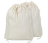 iwill CREATE PRO Lot de 2 sacs à linge en toile de coton 100% naturel avec poignées de transport et cordon de fermeture, lavables en machine, pour panier à linge ou paniers à linge