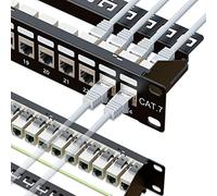 iwillink Coupleur RJ45 24 ports Cat7 1U blindé Panneau de brassage STP 48,3 cm avec barre arrière, support mural ou montage en rack, compatible avec câblage Cat5, Cat5e, Cat6, Cat7
