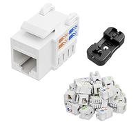 iwillink Keystone Lot de 25 Prises Jack RJ45 UTP modulaires Ethernet à 90 degrés, Adaptateur Jack Keystone perforé, Blanc