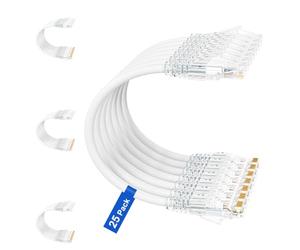 iwillink Lot de 25 câbles de raccordement Cat6/Cat6a de 2,1 m - Câble Ethernet fin 28 AWG, haut débit 10 Gbit/s, câble de raccordement UTP Cat6 sans accroc pour panneau de brassage vers commutateur