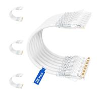 iwillink Lot de 25 câbles de raccordement Cat6/Cat6a de 4,3 m - Câble Ethernet fin 28 AWG, haut débit 10 Gbit/s, câble de raccordement UTP Cat6 sans accroc pour panneau de brassage vers commutateur