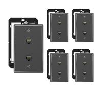 iwillink Lot de 5 plaques murales Ethernet Cat6 e voûte à 2 ports + | Plaque murale Keystone à 2 ports et prise jack, plaques murales RJ45 avec support de montage basse tension simple