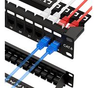 iwillink Panneau de brassage 10 Gbit/s 24 ports, coupleur RJ45 Cat6 Panneau de brassage UTP 48,3 cm 1U avec barre arrière, montage mural ou rack, compatible avec câblage Cat5, Cat5e, Cat6