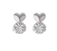 Iwinna Silver Earring Backs Lifters - 1 Pairs Earring Backs Set Adjustable Hypoallergenic Safety Locking Stud Earring Lifts Accessories for Girls(Silver)