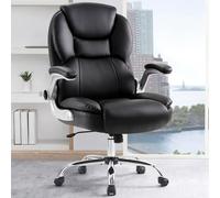 IWMH Chaise Bureau Ergonomique, Fauteuil de Bureau Confortable avec Large Assise rembourrée, Siege d’Ordinateur Rembourrée Épaisse, Chaise Pivotante avec Hauteur Réglable, Accoudoir Rabattable (Noir)