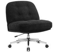 IWMH Chaise de bureau à roulettes, chaise de bureau rembourrée sans accoudoirs, chaise pivotante avec coussin d'assise élargi et épaissi - noir