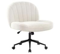 IWMH Chaise de Bureau à Roulettes, Chaise de Coiffeuse sans Accoudoirs, Chaise d'Ordinateur Réglable en Hauteur - Blanc