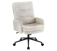 IWMH Chaise de Bureau avec Accoudoirs et roulettes, Fauteuil Pivotant Hauteur Réglable, Chaise Coiffeuse Confortable - Blanc