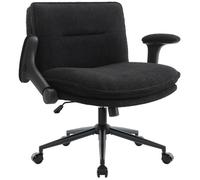 IWMH Chaise de Bureau avec Accoudoirs Pliables, Fauteil de Salon avec Roulettes, Réglable en Hauteur Chaise Pivotante -Noir