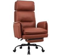 IWMH Chaise de bureau, chaise de bureau avec accoudoirs, canapé en cuirPolyuréthaneavec roulettes, réglable en hauteur Fauteuil de direction - Marron
