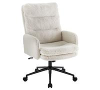 IWMH Chaise de bureau, chaise pivotante avec dossier haut, Chaise avec roulettes et accoudoirs pour bureau de maquillage-fourrure synthétique-Blanc