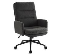 IWMH chaise de bureau, chaise pivotante avec dossier haut, réglable en hauteur chaise avec roulettes et accoudoirs pour bureau de maquillage - fourrure synthétique - gris foncé