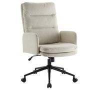 IWMH Chaise de bureau, chaise pivotante avec dossier haut, réglable en hauteur Chaise avec roulettes et accoudoirs pour bureau de maquillage - Tissu - Beige