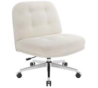 IWMH Chaise de Bureau, Fauteuil de Bureau épaisse Avec Roulettes, Siege Pivotante Réglable en Hauteur sans Accoudoirs - Blanc