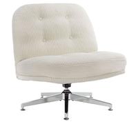 IWMH Chaise de Bureau, Fauteuil de Bureau sans Accoudoirs, Siege Pivotante, Chaise en Velours Côtelé - Blanc