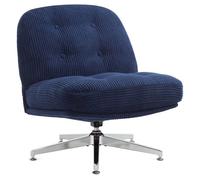 IWMH Chaise de Bureau, Fauteuil de Bureau sans Accoudoirs, Siege Pivotante, Chaise en Velours Côtelé - Bleu