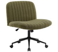 IWMH Chaise de bureau pivotante - Hauteur ajustable roulettes - Rembourrage tissu teddy - Coussin plus large - Siège de couture - Vert