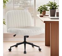 IWMH Chaise de Bureau sans Accoudoirs,Chaise de Coiffeuse Pivotante avec roulettes,Chaise d’Ordinateur à Hauteur Réglable avec Coussin en Tissu,Chaise pour s'asseoir avec Jambes croisées,pour Chambre