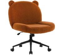 IWMH Chaise de bureau sans Accoudoirs, Chaise de Courtoisie sur Roulettes, Chaise pivotante réglable en hauteur - Brun