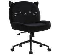 IWMH Chaise de bureau sans accoudoirs, réglable en hauteur Chaise de bureau avec roulettes, Fauteuil de lecture ergonomique pour bureau, chambre, coiffeuse - Noir