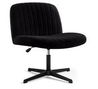 Chaise de bureau sans accoudoirs, chaise pivotante sans roulettes, chaise de bureau avec rembourrage en tissu, réglable en hauteur chaise d'ordinateur, chaise rembourrée avec dossier moyen