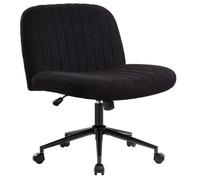 IWMH Chaise de Bureau sans Accoudoirs, Chaise Pivotante avec roulettes, Fauteuil réglable en hauteur - Ttissu en Peluch - Noir