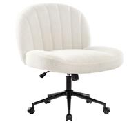 IWMH Chaise de bureau sans accoudoirs, Réglable en hauteur Chaise de bureau à roulettes, Fauteuil de lecture ergonomique pour bureau, chambre, coiffeuse - Blanc