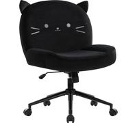 IWMH Chaise de bureau sans accoudoirs, réglable en hauteur Chaise de bureau avec roulettes, Fauteuil de lecture ergonomique pour bureau, chambre, coiffeuse - Noir
