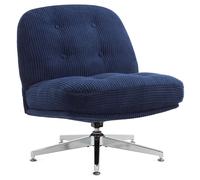 IWMH Chaise de bureau sans roulettes, chaise de bureau rembourrée sans accoudoirs, chaise pivotante avec coussin d'assise élargi et épaissi - Bleu