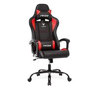 IWMH Chaise Gaming, Ergonomique, Fauteuil Haut Dossier, Chaise de Jeu, Siege Gamer Pivotant Hauteur Réglable, Chaise d'ordinateur avec Accoudoirs, Appui-tête, Soutien Lombaire, 150kg (Rouge)