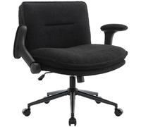 IWMH chaise pivotante avec roulettes, chaise de bureau avec accoudoirs pliables, réglable en hauteur chaise de bureau pour maquillage- tissu peluche - noir