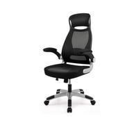 IWMH Chaise pivotante ergonomique, fauteuil de direction en maille avec dossier haut et appui-tête, accoudoirs rabattables
