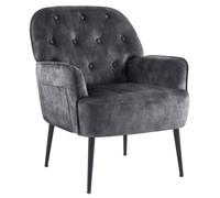 IWMH Fauteuil avec assise et dossier rembourrés, Canapé simple avec pieds en métal, Chaises ergonomiques pour salon, bureau - Gris