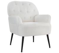 IWMH Fauteuil avec assise et dossier rembourrés, Canapé simple avec pieds en métal, Chaises ergonomiques - Tissu Peluche - Blanc