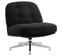 IWMH Fauteuil Salon Moderne, Grand Tabouret en Velours côtelé Fauteuil Scandinave Moelleux, Chaise Ergonomique à Pieds Croisés pour Salon, Chambre à Coucher (Noir)