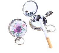 iwobi 2Pcs Mini Cendrier de Poche, Portable Rond en Acier Inoxydable de Poche Cendrier Cigare