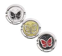 iwobi 3 Pièces Crochet de Sac à Main Table Crochet de Sac à Main Pliable, Accroche Sac Pliable Motif de Papillon Porte-Sac pour Table ou Bureau