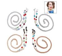 iwobi 4 Pièces Chaîne de Lunettes de Perles, Chaîne de Lunettes élégante Cordon Lunettes Fantaisie avec Bijoux Ajourés pour Femme Homme