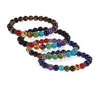 iwobi Bracelet Chakras Pierres Véritables, 4 Pcs Pierre Naturelle 7 Chakra, One Size, Nickel Pierre