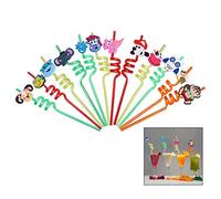 iwobi Lot de 12 Pailles à Boire Réutilisables, Pailles Spirales Fournitures de Fête d'anniversaire des Enfants