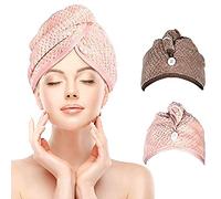 iwobi Lot de 2 Cheveux Serviette Microfibre pour Un Séchage Rapide des Cheveux