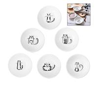 iwobi Lot de 6 Plat de Sauce Soja en Céramique de Chat, Assiette à Sauce Soja Bol à Sauce Porcelaine Plats de Service de Snack