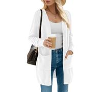 IWOLLENCE Cardigans en tricot longs pour femmes - Manches longues - Doux - Polaires d'hiver - Cardigan avec poches, 05 Blanc, L