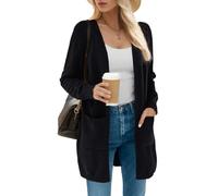 IWOLLENCE Cardigans en tricot longs pour femmes - Manches longues - Doux - Polaires d'hiver - Cardigan avec poches, 01 Noir, S