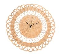 IWOMA Horloge murale portable en rotin à piles pour décoration de salon, chambre à coucher et bureau