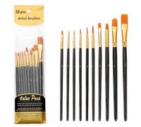 iwontalersy 10 Pièces Pinceaux Peinture,Pinceaux Peinture Acrylique,Nylon Pinceau Artiste Plume Lisse,pour Artistes,Adultes et Enfants,Noir