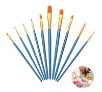 iwontalersy 10 Pièces Pinceaux Peinture,Pinceaux Peinture Acrylique,Nylon Pinceau Artiste Plume Lisse,pour Artistes,Adultes et Enfants,Bleu