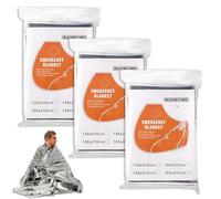 iwontalersy 3 Pièces Couverture de Survie,Couvertures Thermiques d'urgence Indéchirable & Imperméable,pour l'extérieur,Randonnée,Survie,Or/Argent 160 x 210cm