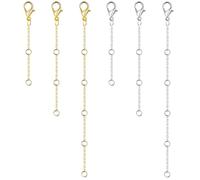 iwontalersy 6 Pcs Rallonges pour Chaînes,Chaînes d'extension,Argent et Or des Plusieurs Tailles avec Fermoirs,pour Fabrication de Bijoux Bracelets Colliers Cheville